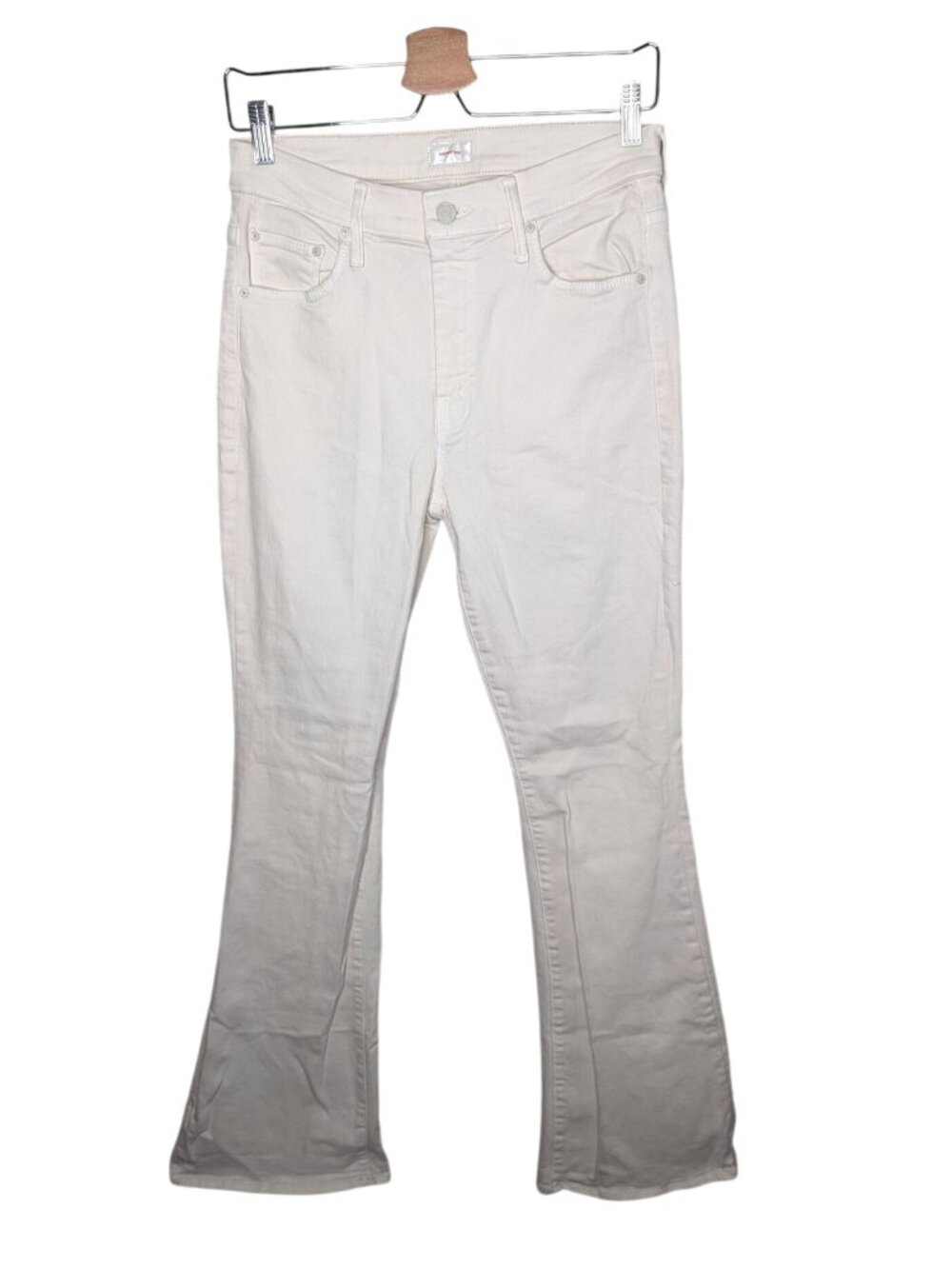 Mother The Weekender Eggnog White Flare Jeans Size 30
